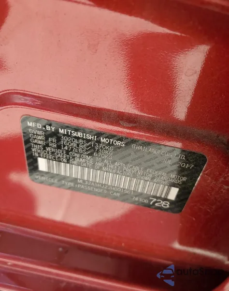 2018 Mitsubishi Mirage Gt из США, поврежденный, VIN ML32A5HJ2JH001561